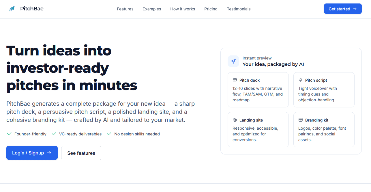 Landing page example